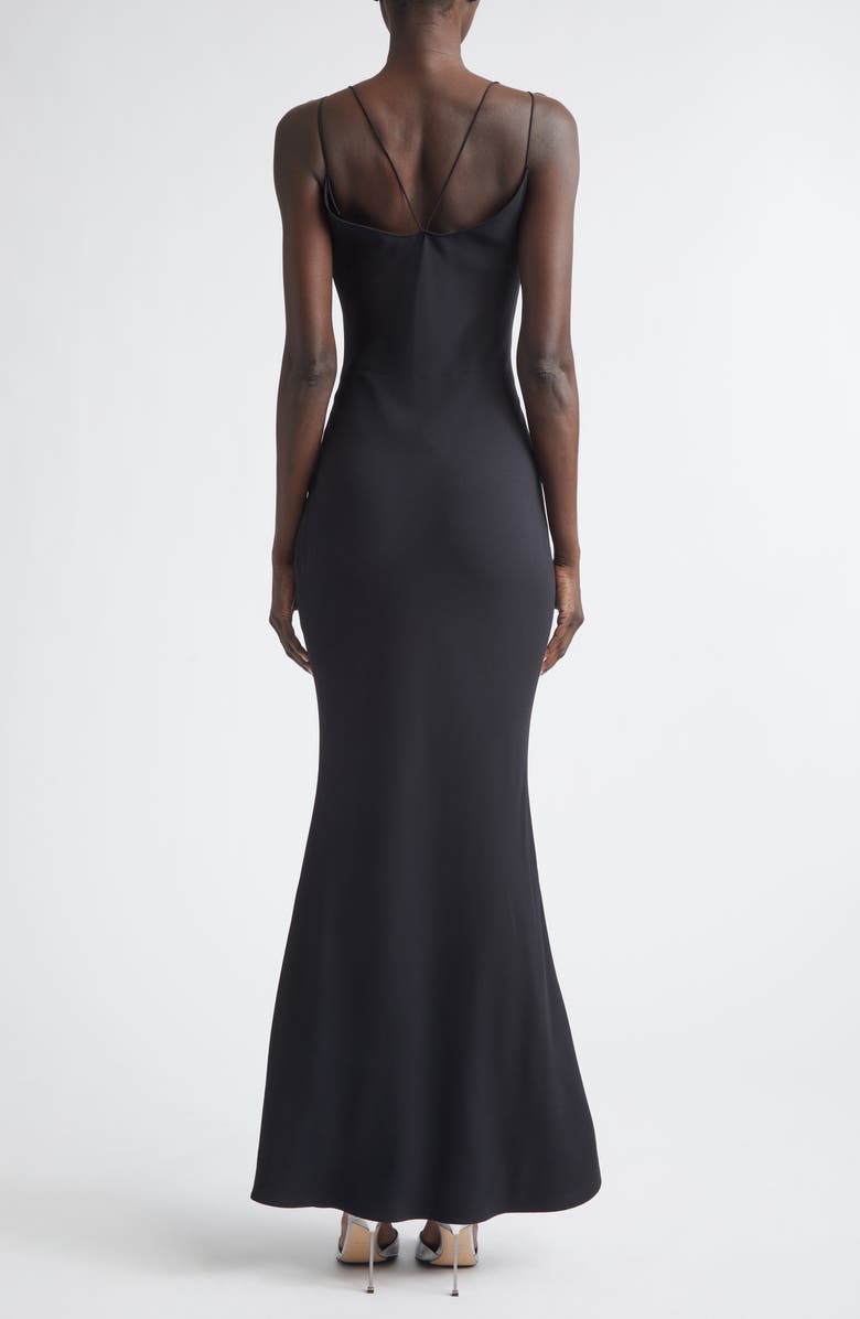 TOM FORD Satin Trim Crepe Slipdress, Alternate, color, Black