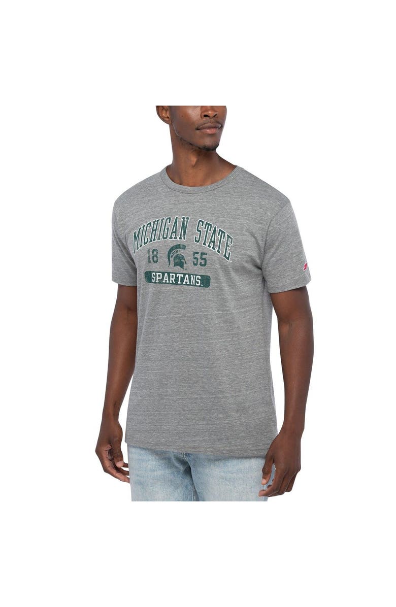 LEAGUE COLLEGIATE WEAR Men's League Collegiate Wear Heathered Gray Michigan State Spartans Volume Up Victory Falls Tri-Blend T-Shirt, Alternate, color, 