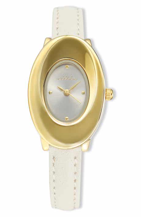 Ettika Thick Dome Quartz Leather Strap Watch, 24mm x 36.8mm
