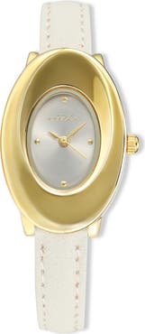 Ettika Thick Dome Quartz Leather Strap Watch, 24mm x 36.8mm