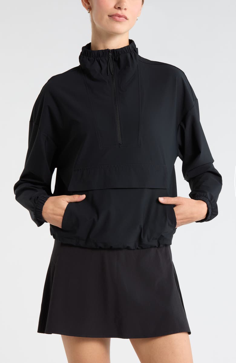 Zella Transit Pullover Jacket, Alternate, color, Black