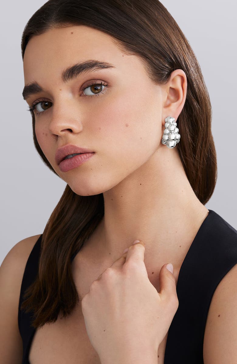 LAGOS Caviar Bubbly Hoop Earrings, Alternate, color, Sterling Silver