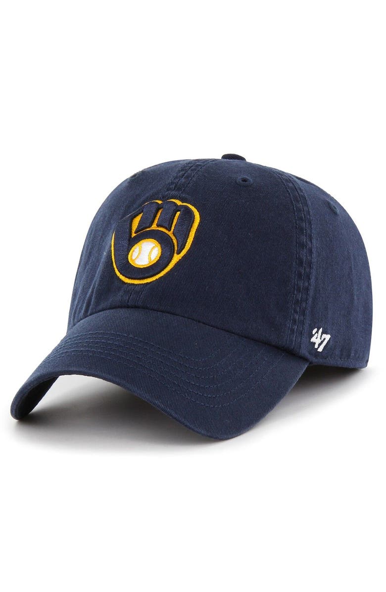 '47 Men's '47 Navy Milwaukee Brewers Franchise Logo Fitted Hat, Main, color, Navy