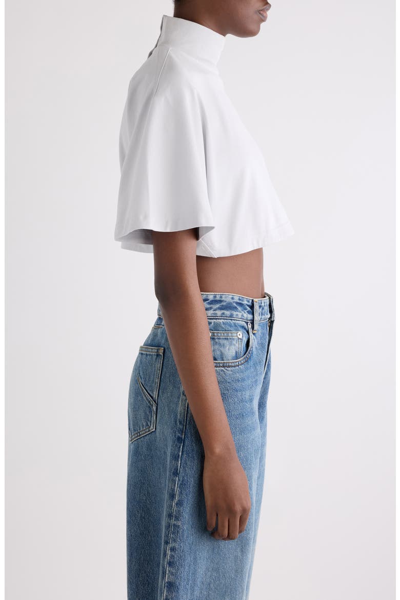 Mock Neck Cotton Jersey Crop Top, Alternate, color, GRIS PERLE