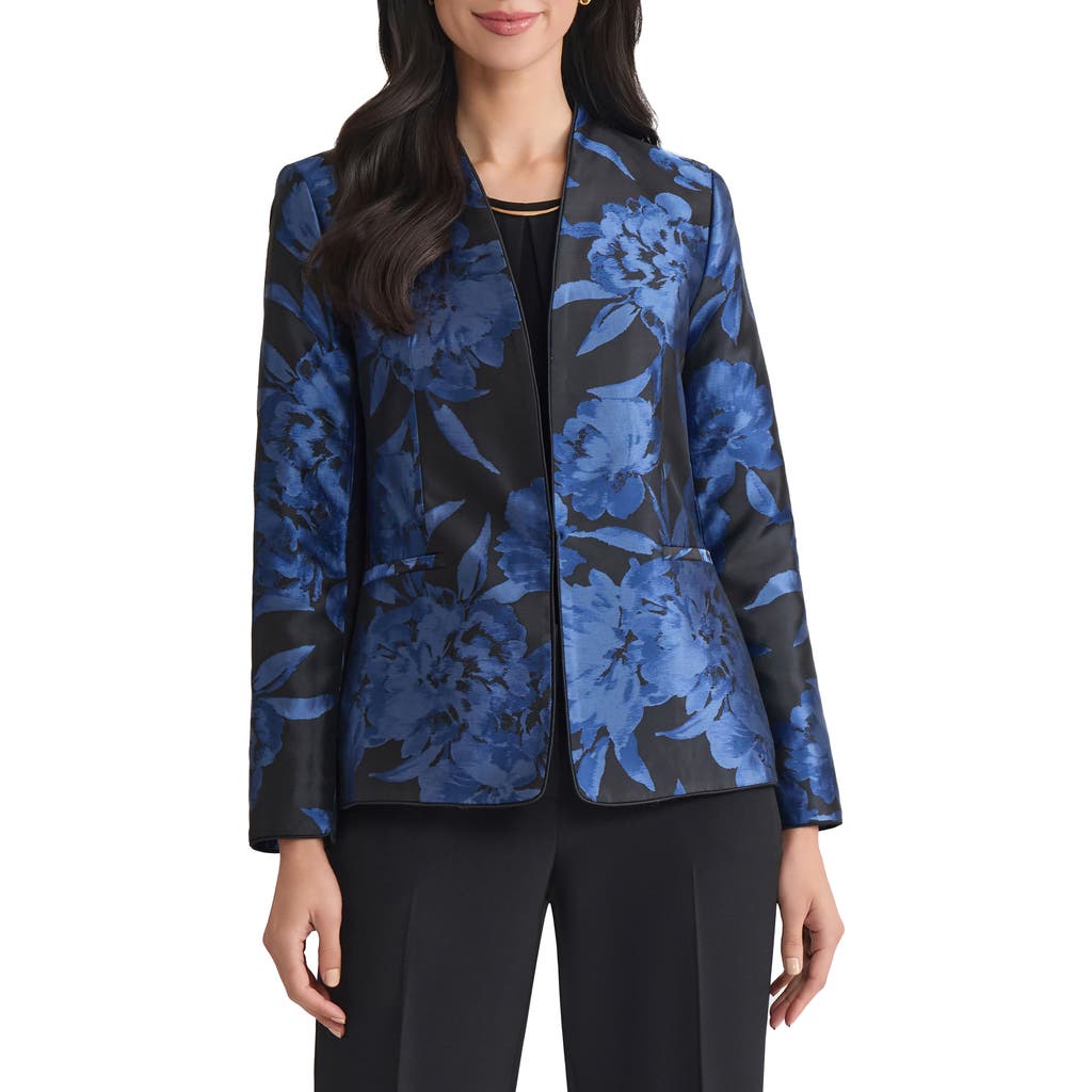 Kasper Plus Size Floral-jacquard Jacket In Black