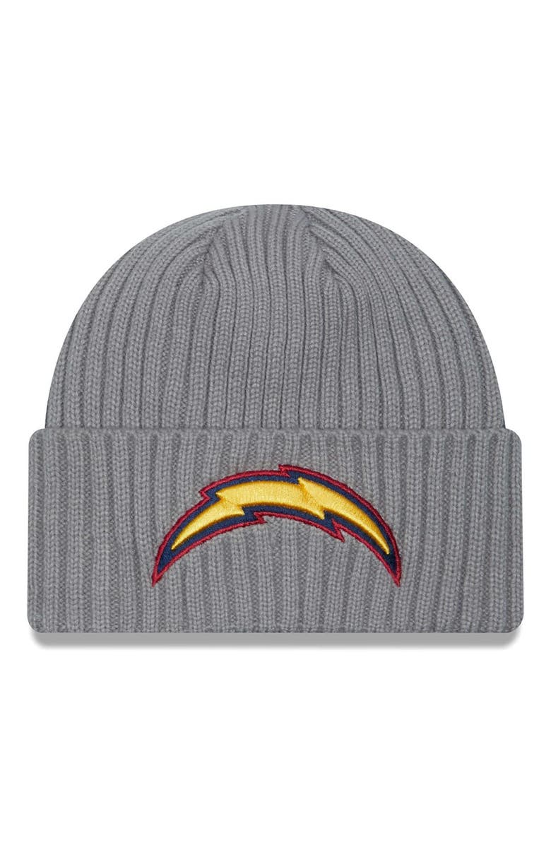New Era Men's New Era  Gray Los Angeles Chargers Color Pack Multi Cuffed Knit Hat, Main, color, 