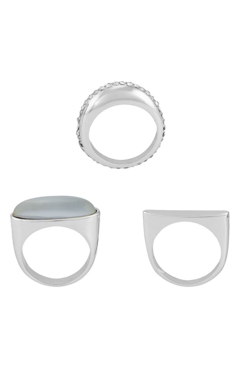 Vince Camuto Set of 3 Assorted Rings, Alternate, color, Silver Tone