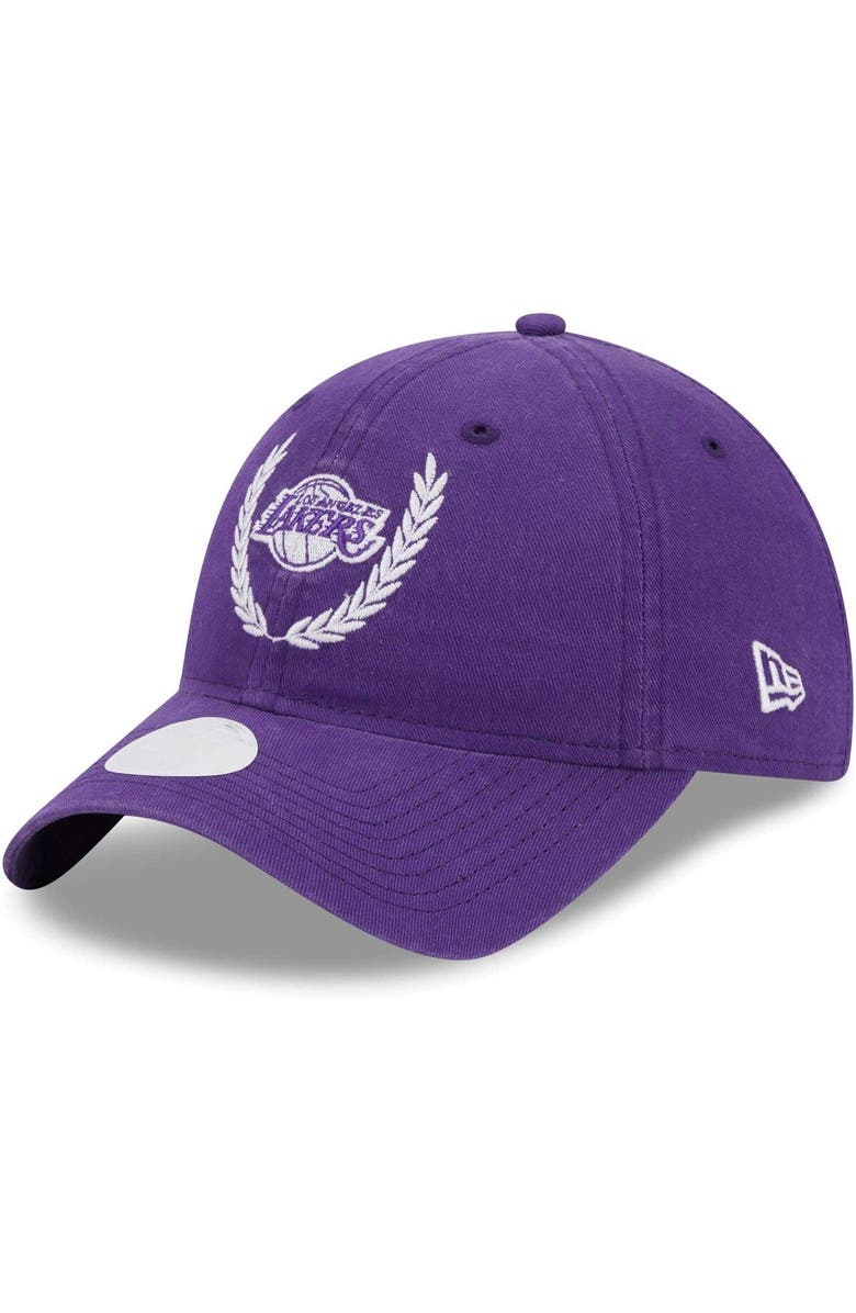 New Era Women's New Era Purple Los Angeles Lakers Leaves 9TWENTY Adjustable Hat, Main, color,