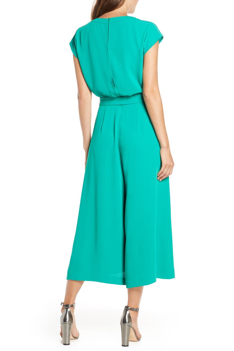 Faux Wrap Crop Jumpsuit, Alternate, color, KELLY GREEN