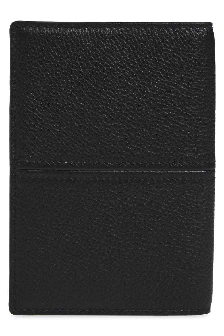 Grained Leather Passport Holder, Alternate, color, BLACK