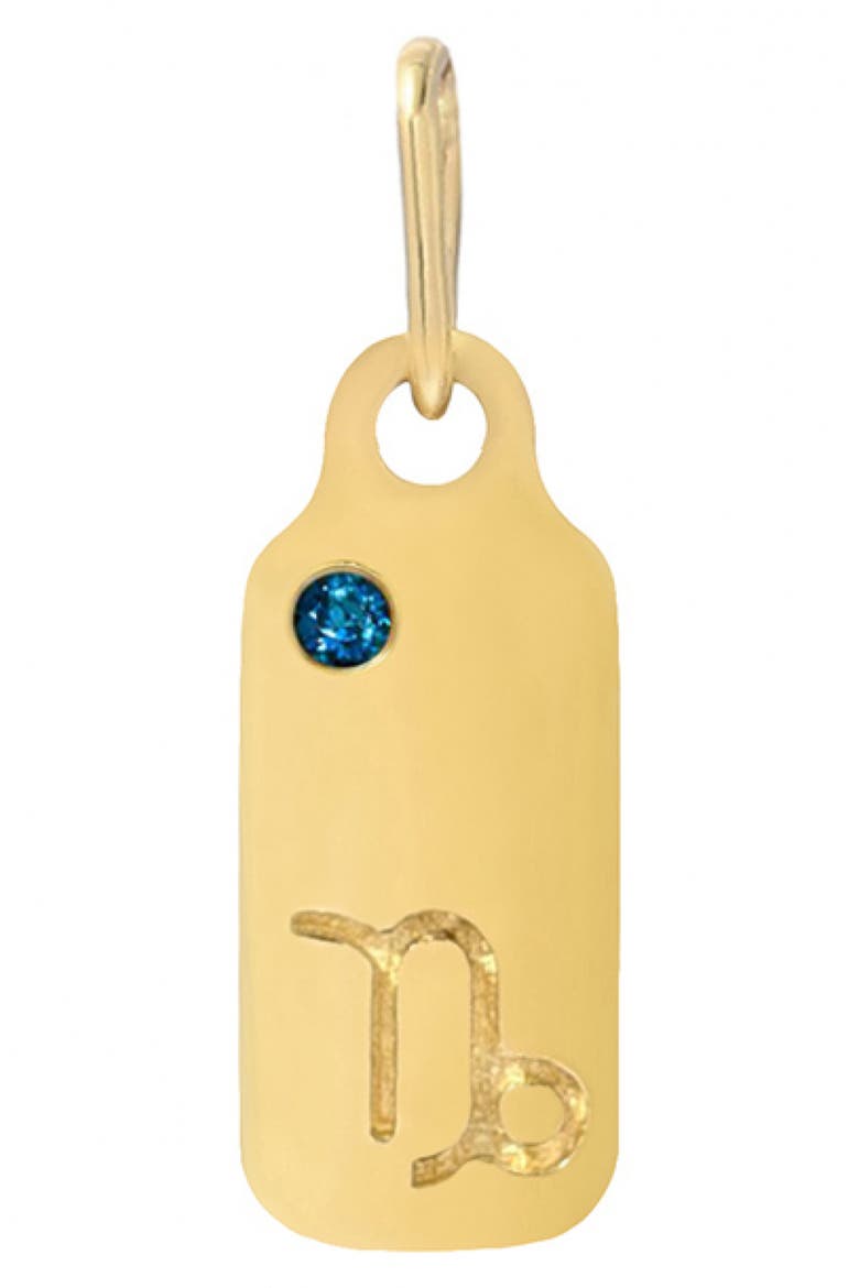 Zodiac Dog Tag Pendant, Main, color, BLUE TOPAZ / CAPRICORN