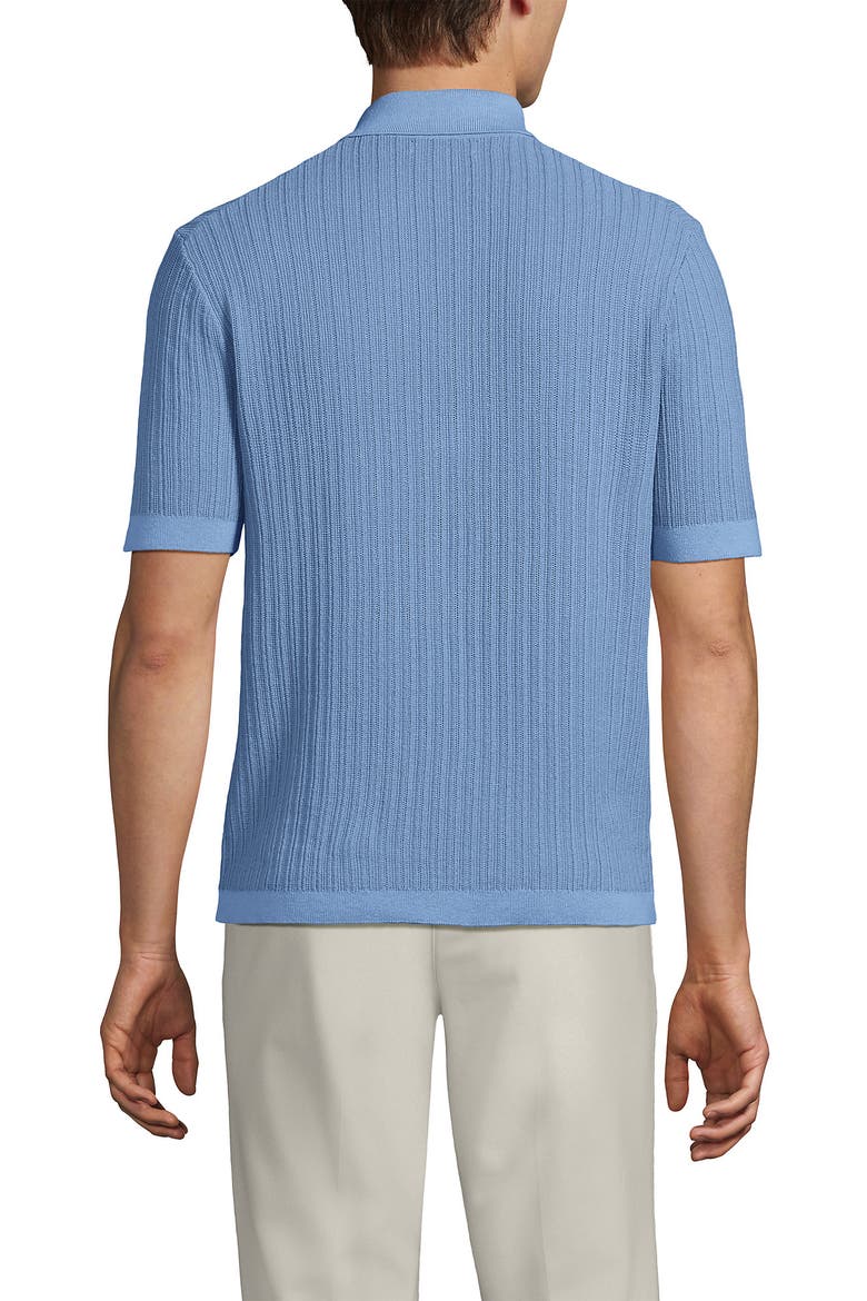 Short Sleeve Lightweight Button Through Polo, Alternate, color, Oasis Blue