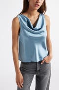 Open Edit Sleeveless Cowl Neck Satin Top