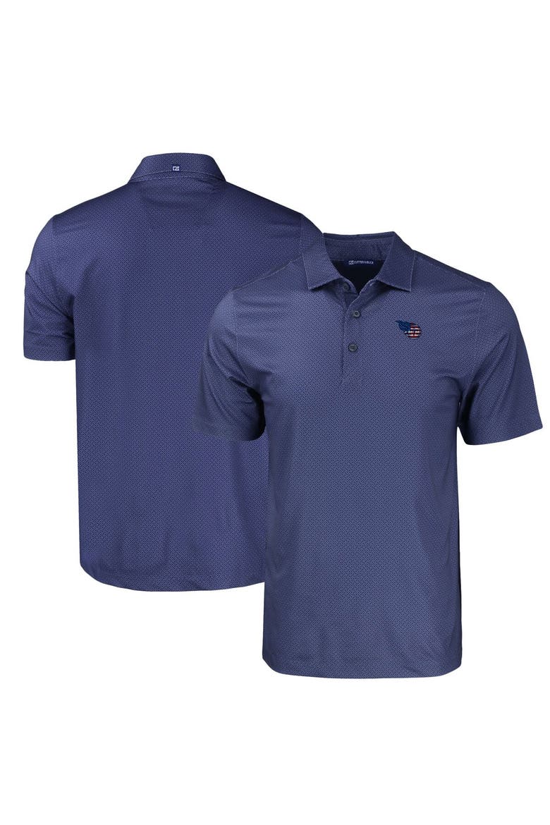 Men's Cutter & Buck Navy Tennessee Titans  Americana Pike Eco Tonal Geo Print Stretch Recycled Polo, Main, color, Navy