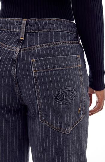 Jaya Pinstripe Low Rise Wide Leg Jeans