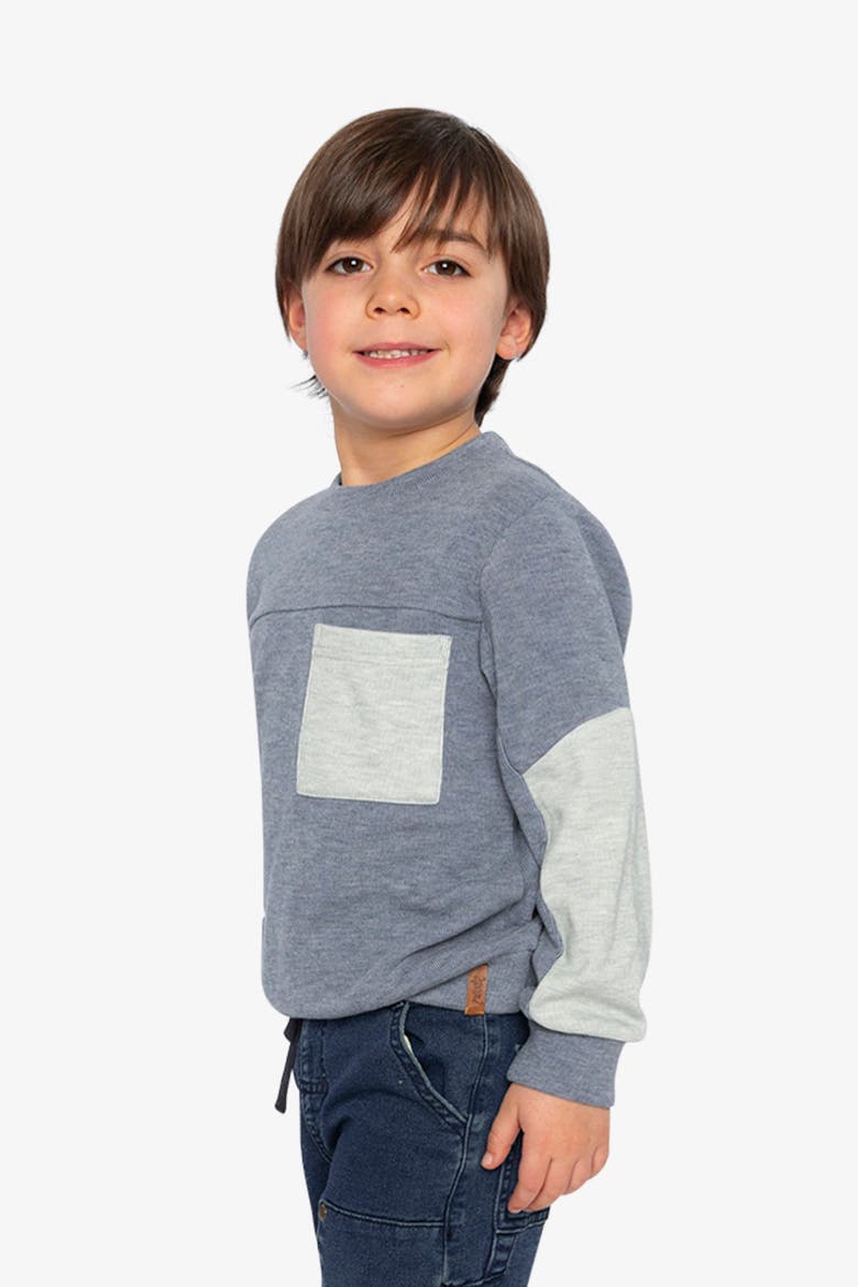 Colorblock Sporty Brushed Jersey Top with Chest Pocket, Alternate, color, Blue-Grey