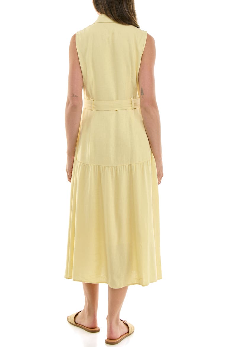Sleeveless Belted Linen Shirtdress, Alternate, color, BUTTER