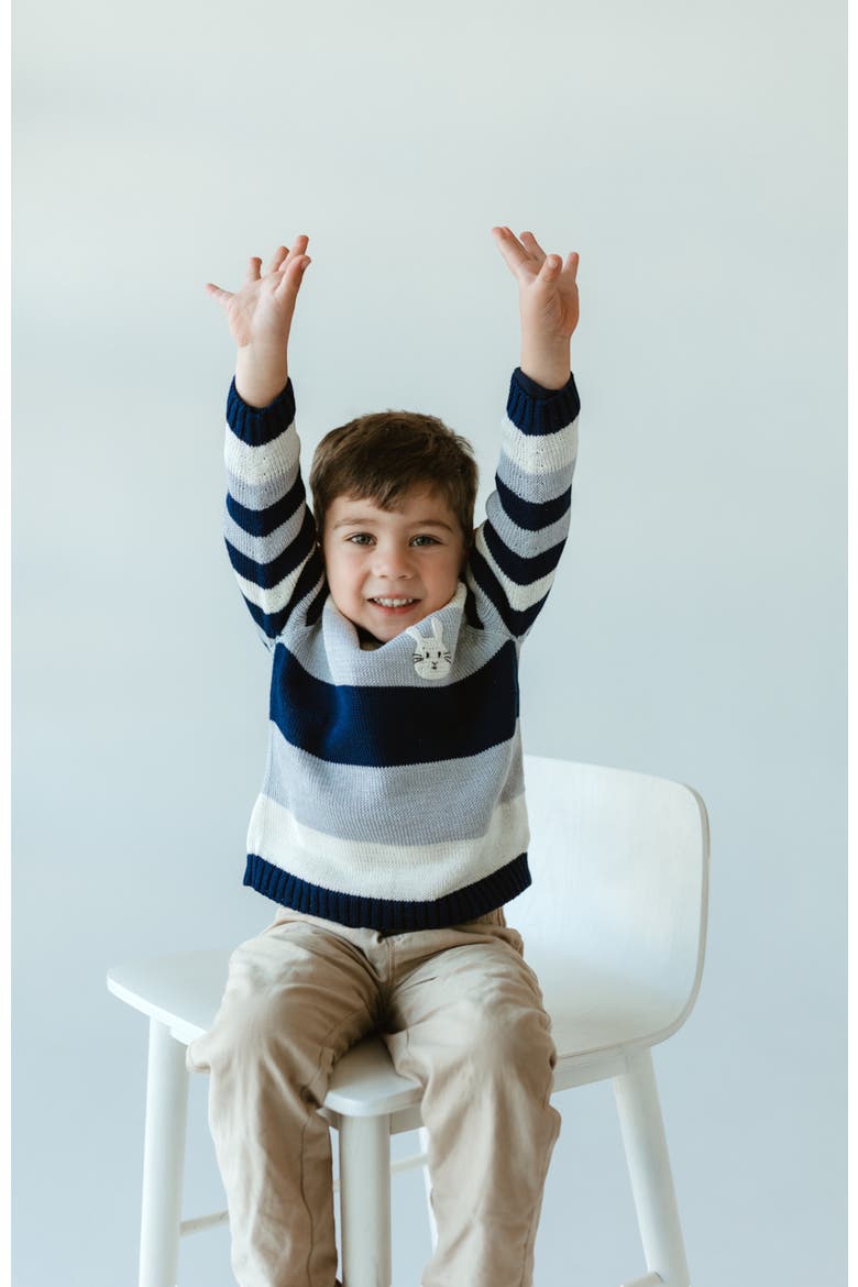 Bunny Striped Sweater, Alternate, color, Ivory