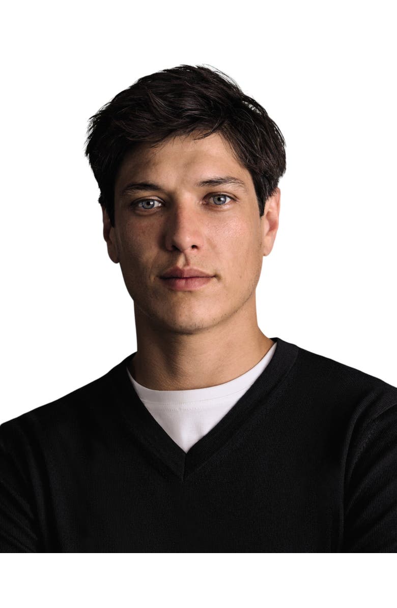 Charles Tyrwhitt Merino V-Neck Sweater, Alternate, color, Black