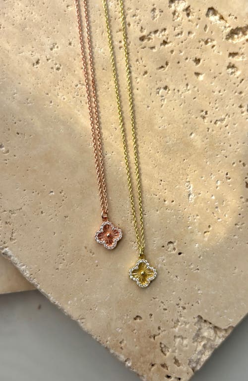 Adornia Cubic Zirconia Button Clover Halo Pendant Necklace In Gold