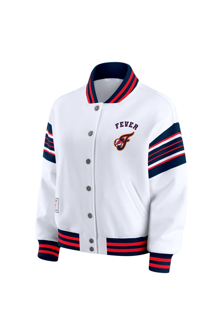 Women's WEAR by Erin Andrews White/Navy Indiana Fever Full-Snap Fleece Sweatshirt Jacket, Alternate, color, White