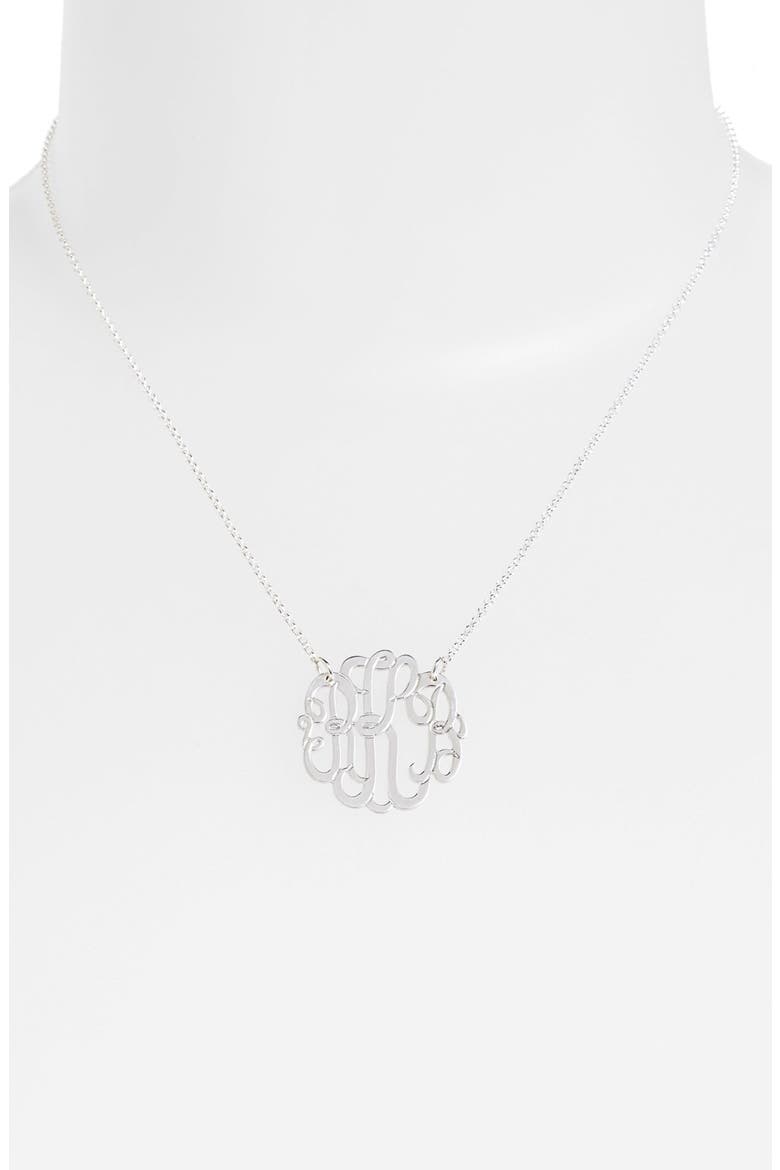 Argento Vivo Personalized Small 3-Initial Letter Monogram Necklace (Nordstrom Exclusive), Alternate, color, SILVER