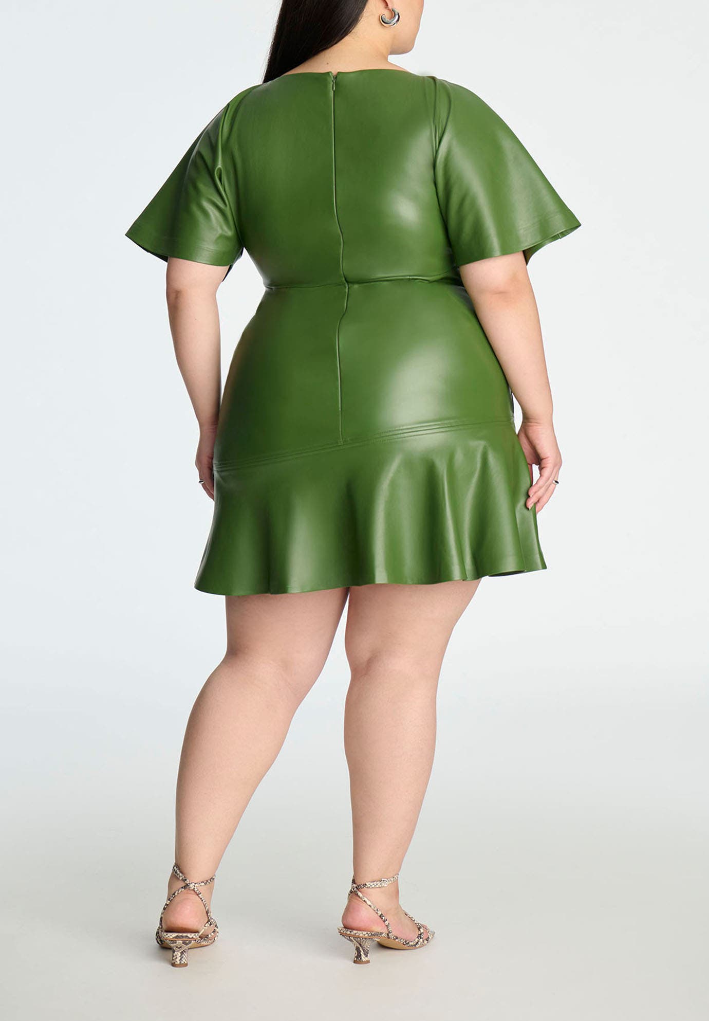 Drapey Faux Leather Mini Dress - image 2