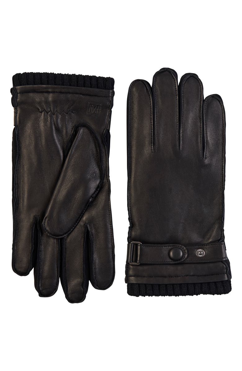 Bruno Magli Leather Gloves, Main, color, Black