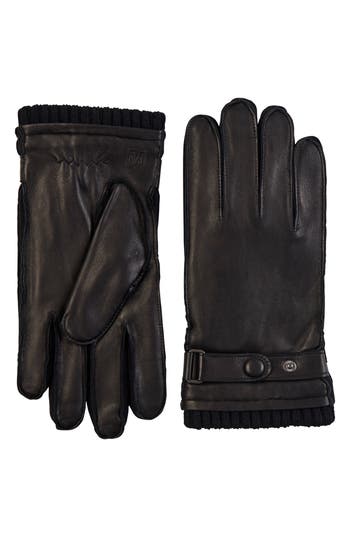 Bruno Magli Leather Gloves In Black