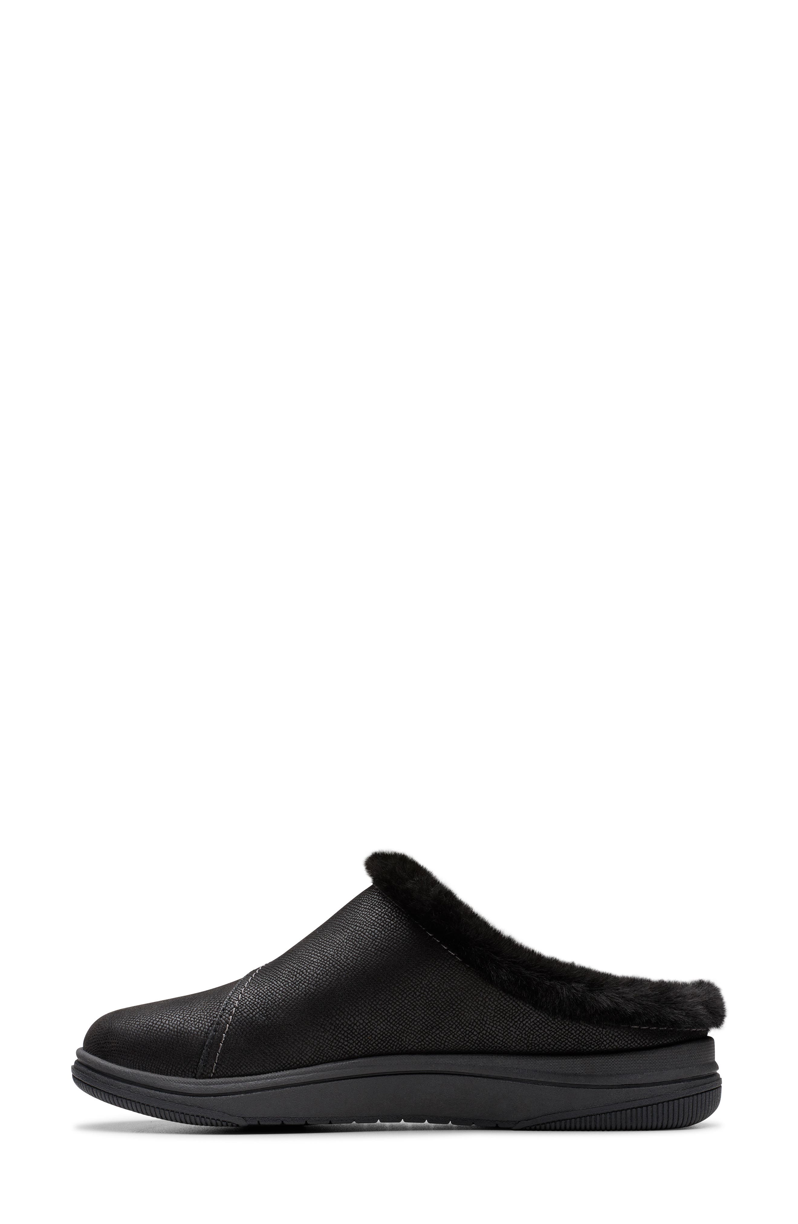 Clarks<sup>®</sup> Breeze Myth Faux Fur Lined Slipper - Wide Width Available, Alternate, color, Black
