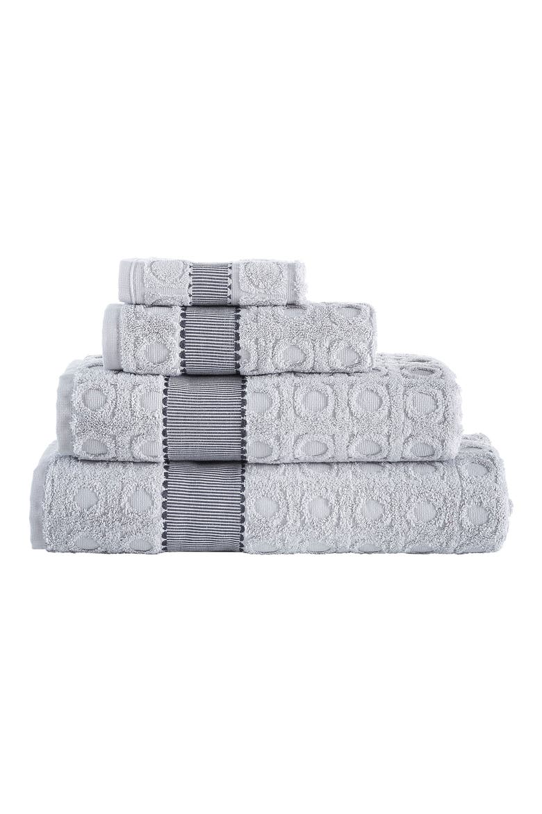 Circle In Square 2-Pack Turkish Cotton Hand Towels, Alternate, color, SILVER