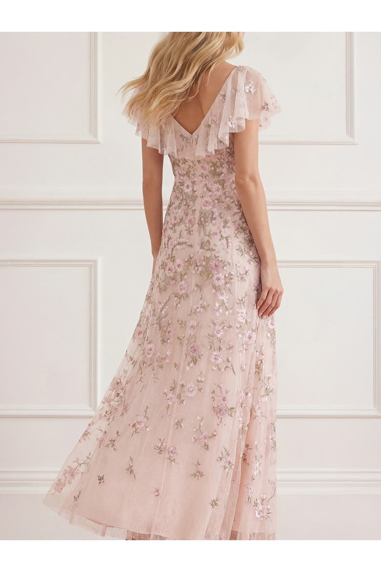 Eden Rose V-Neck Ankle Gown, Alternate, color, Opal/Multi