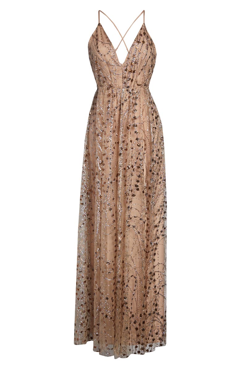 Lulus Embellished Mesh Open Back Gown, Alternate, color, 