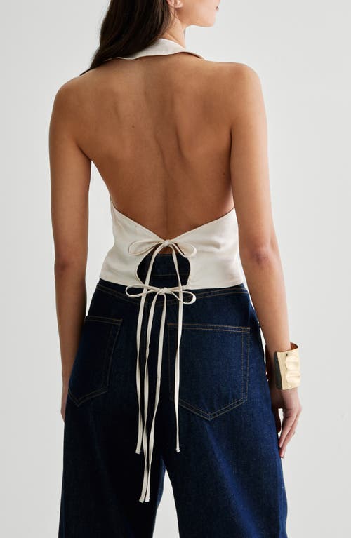 Nasty Gal Hammered Satin Halter Top In Champagne