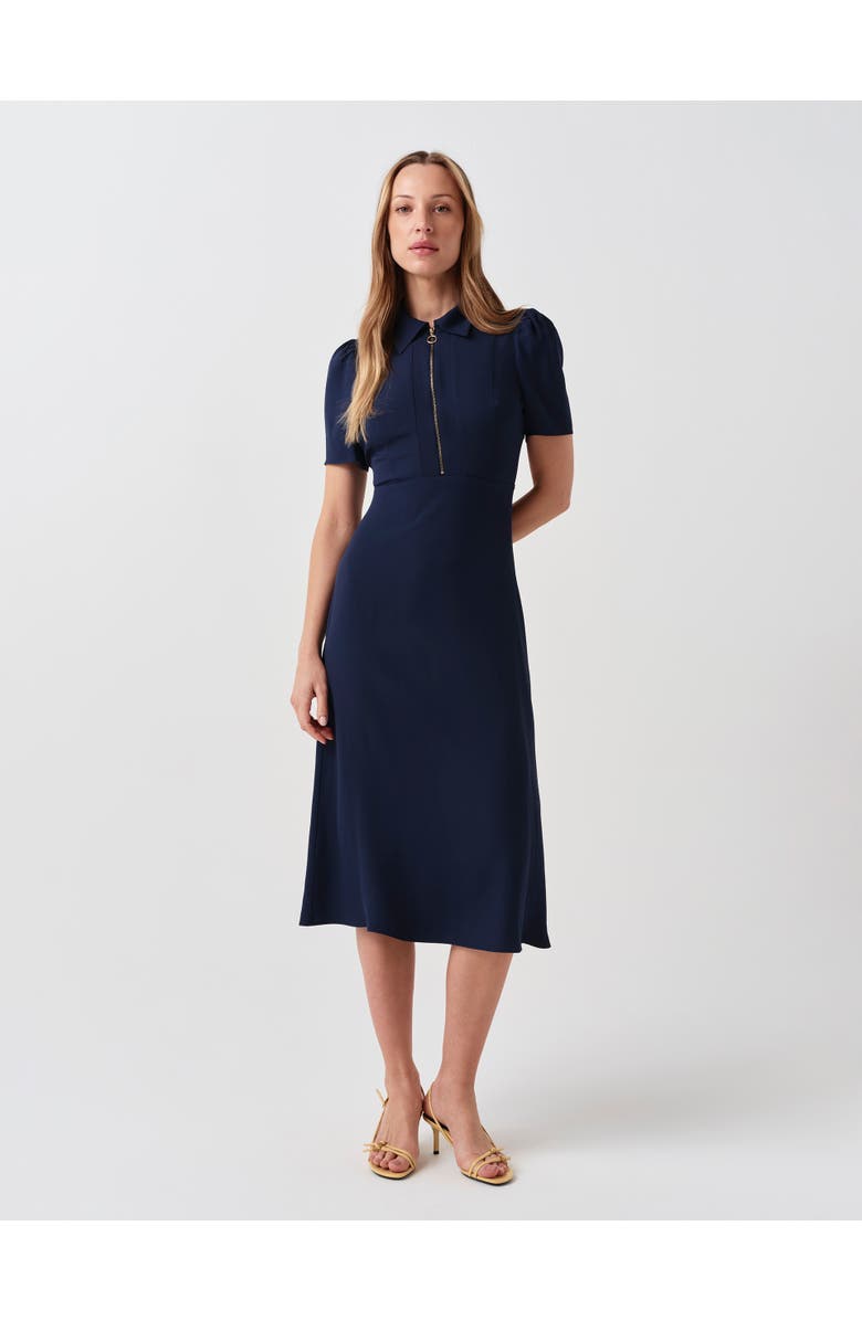 Ghost London Haisley Collared Zip Front Midi Dress, Main, color, Navy