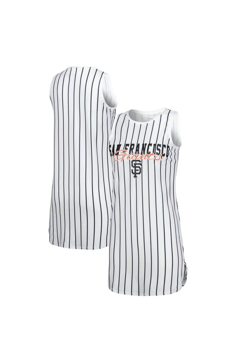 CONCEPTS SPORT Women's Concepts Sport White San Francisco Giants Reel Pinstripe Knit Sleeveless Nightshirt, Main, color, White