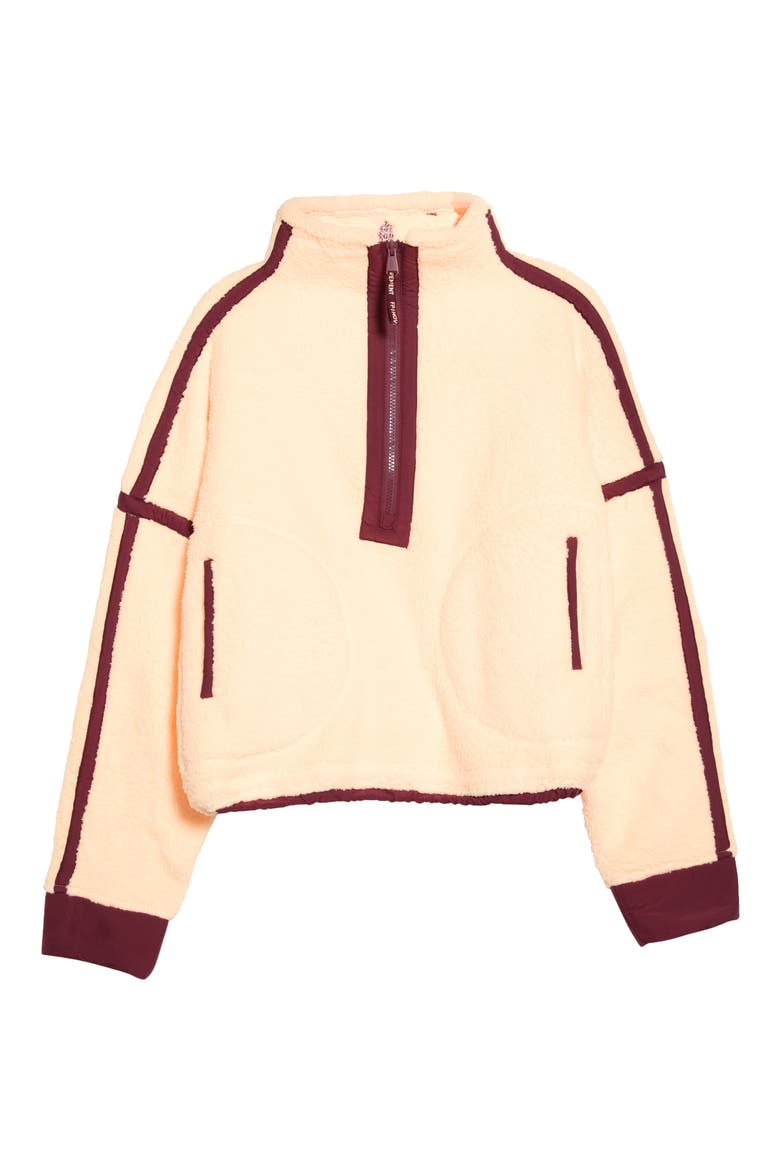 FP Movement Mountain High Fleece Half Zip Pullover, Main, color, PINA COLADA/RED VELV