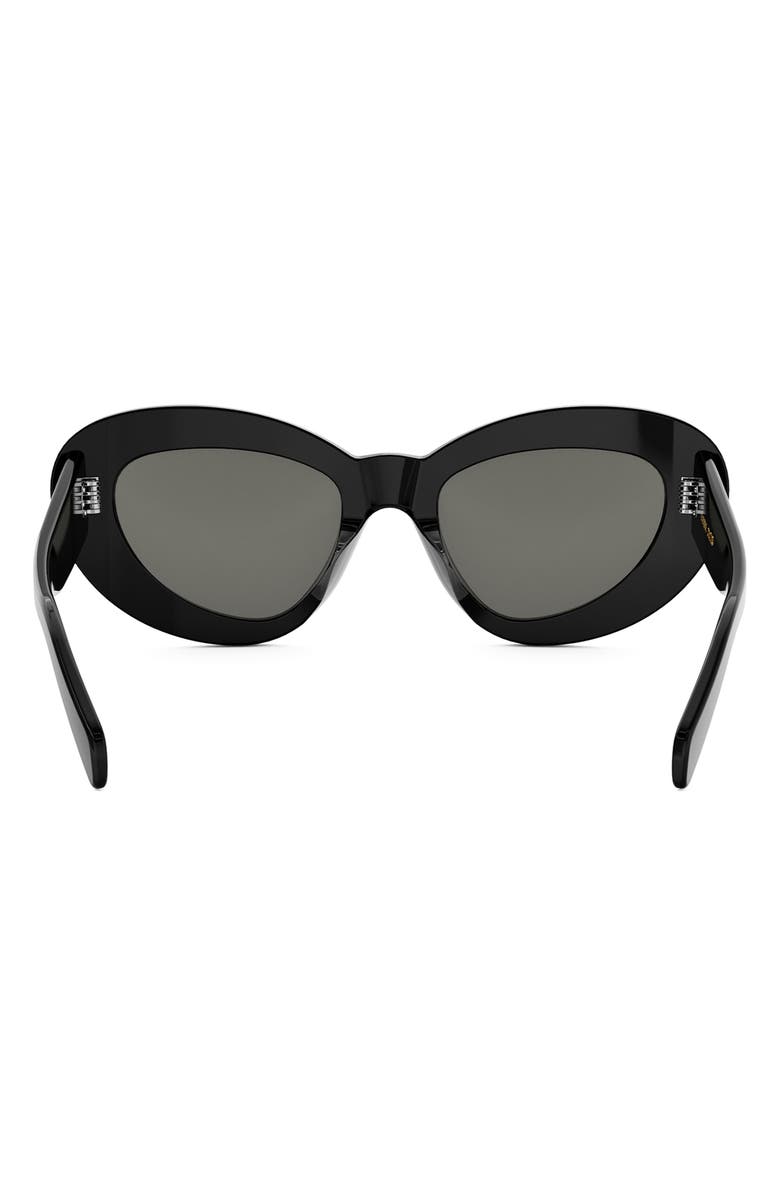 CELINE Bold 3 Dots 52mm Cat Eye Sunglasses, Alternate, color, Shiny Black / Smoke