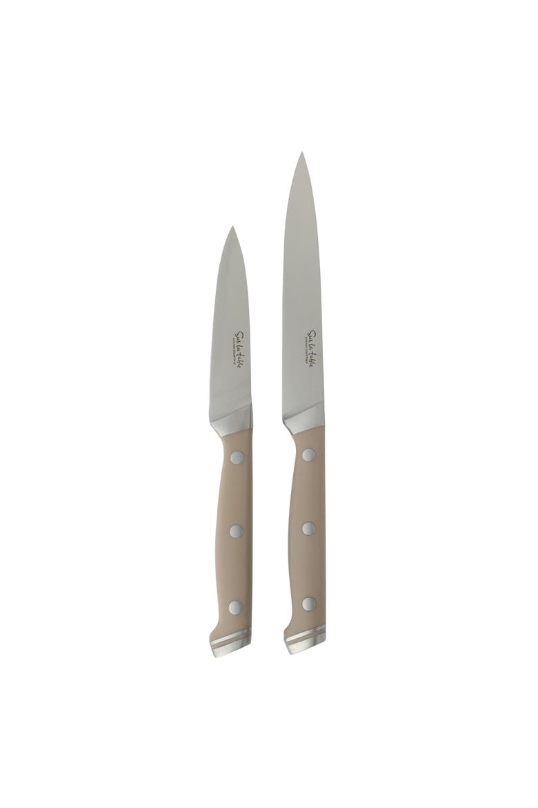 14-Piece German Steel Forged Knife Block Set with Beechwood Block, Alternate, color, Taupe