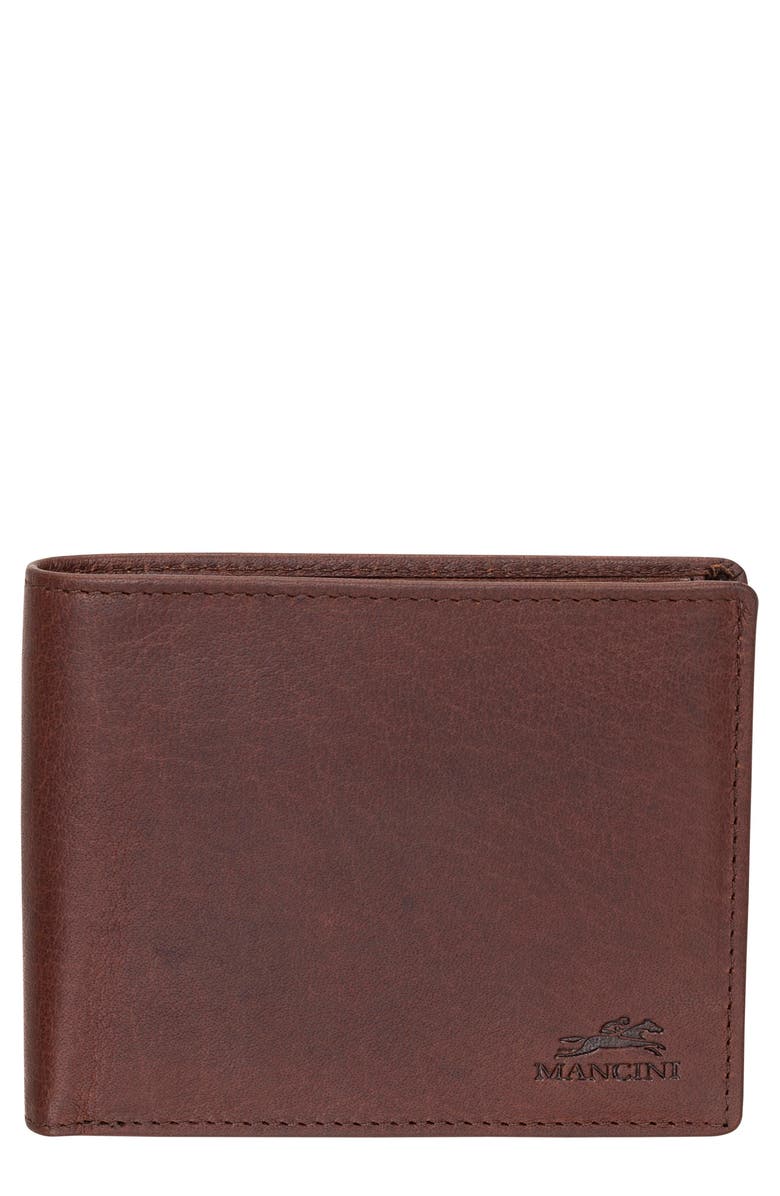 Mancini RFID Bifold Wallet, Main, color, Brown
