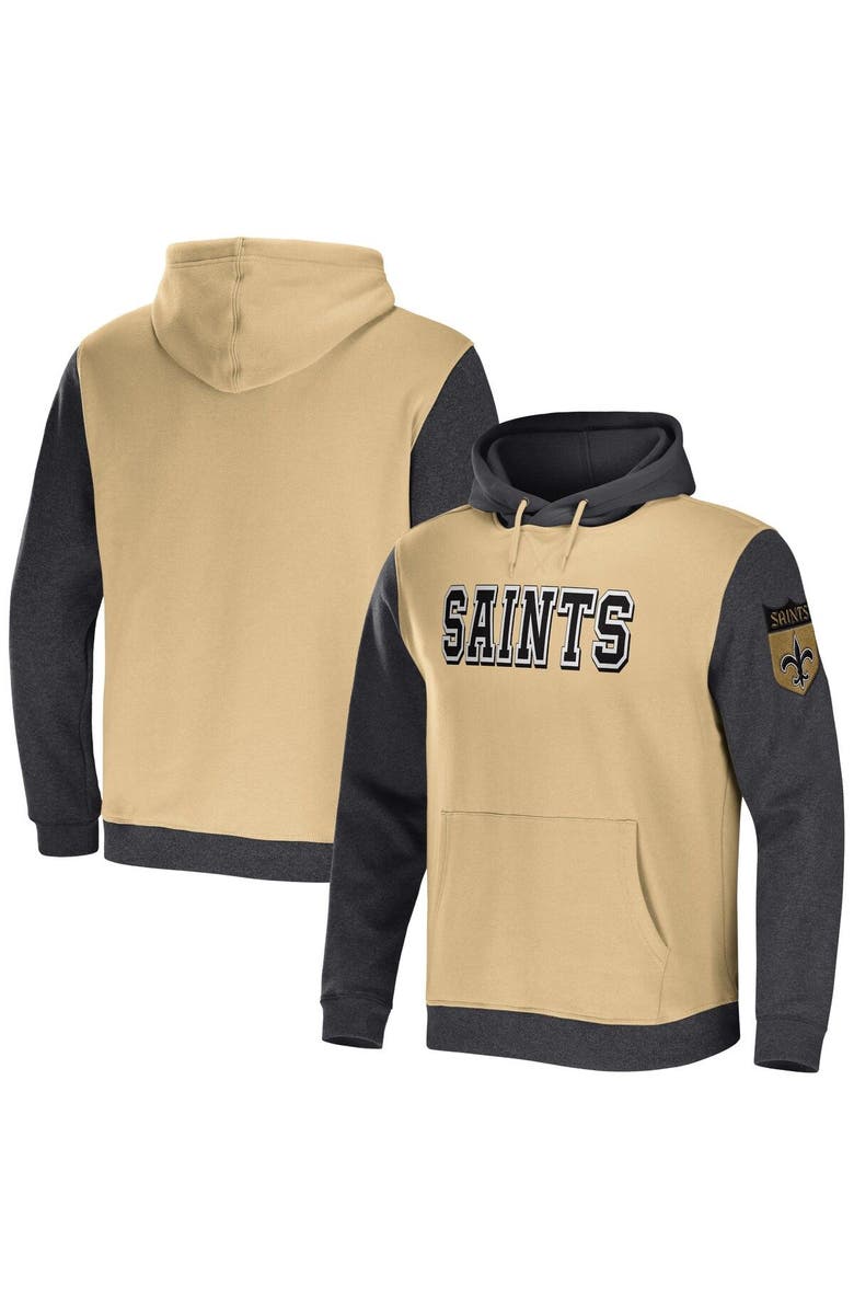 NFL X DARIUS RUCKER Men's NFL x Darius Rucker Collection by Fanatics Gold/Charcoal New Orleans Saints Colorblock Pullover Hoodie, Main, color, Gold