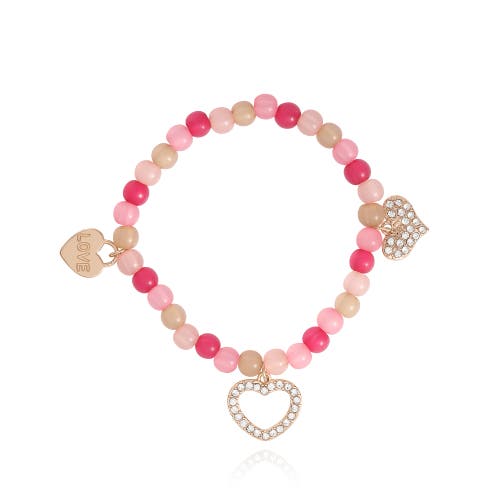 Jessica Simpson Kids Kids Pink Heart Charm Bracelet & Earrings Set In Pink
