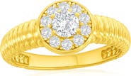 SIMONA Round Halo Cubic Zirconia Ribbed Ring