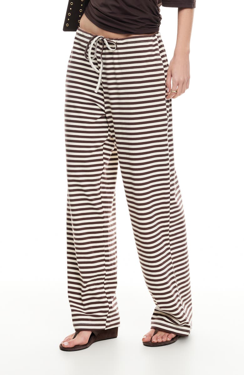 LIONESS Bloom Stripe Pants, Alternate, color, Dark Chocolate