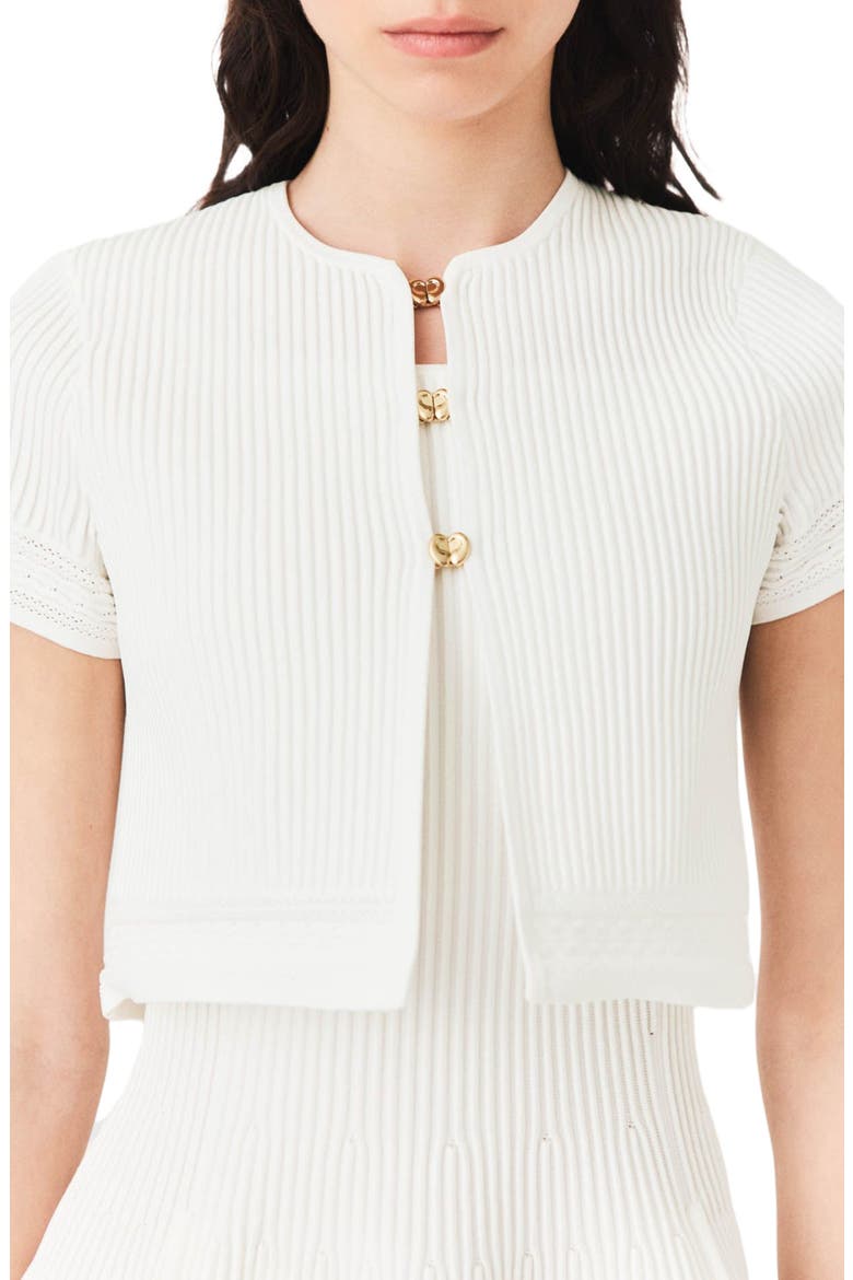 Short-sleeved cardigan, Alternate, color, White