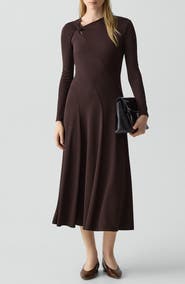 Theory Long Sleeve A-Line Midi Dress
