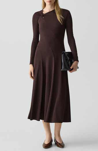 Theory Long Sleeve A-Line Midi Dress