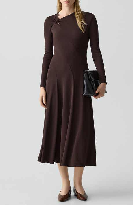 Theory Long Sleeve A-Line Midi Dress