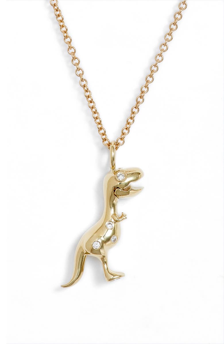 Daniela Villegas x Jurassic Park 25th Anniversary Mini Baby T-Rex Diamond Pendant Necklace, Main, color,