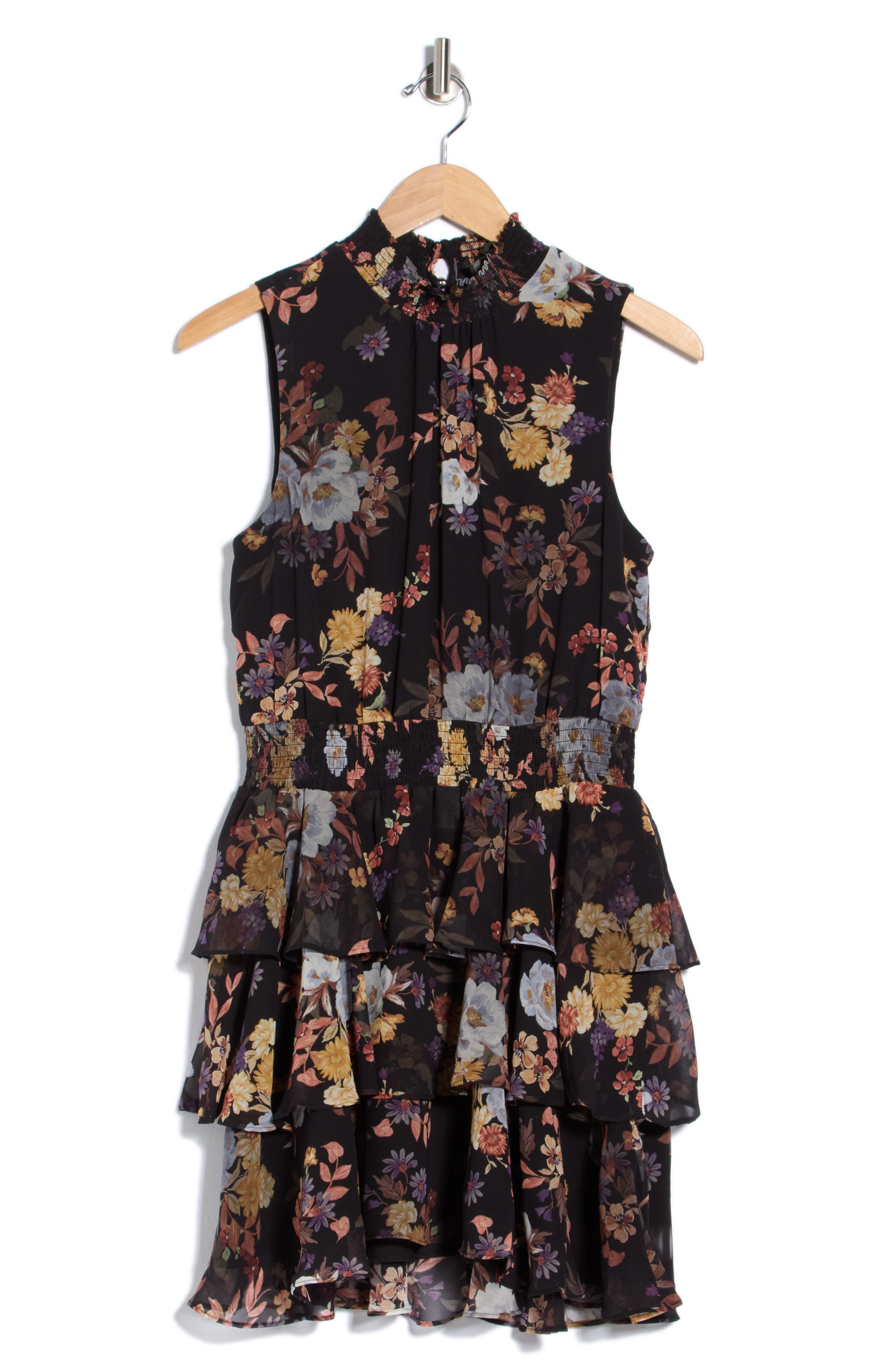 Floral Smocked Waist Tiered Minidress